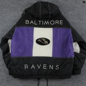 Vintage Baltimore Ravens Jacket Mens XL Black Purple NFL Football Pro Player 90s